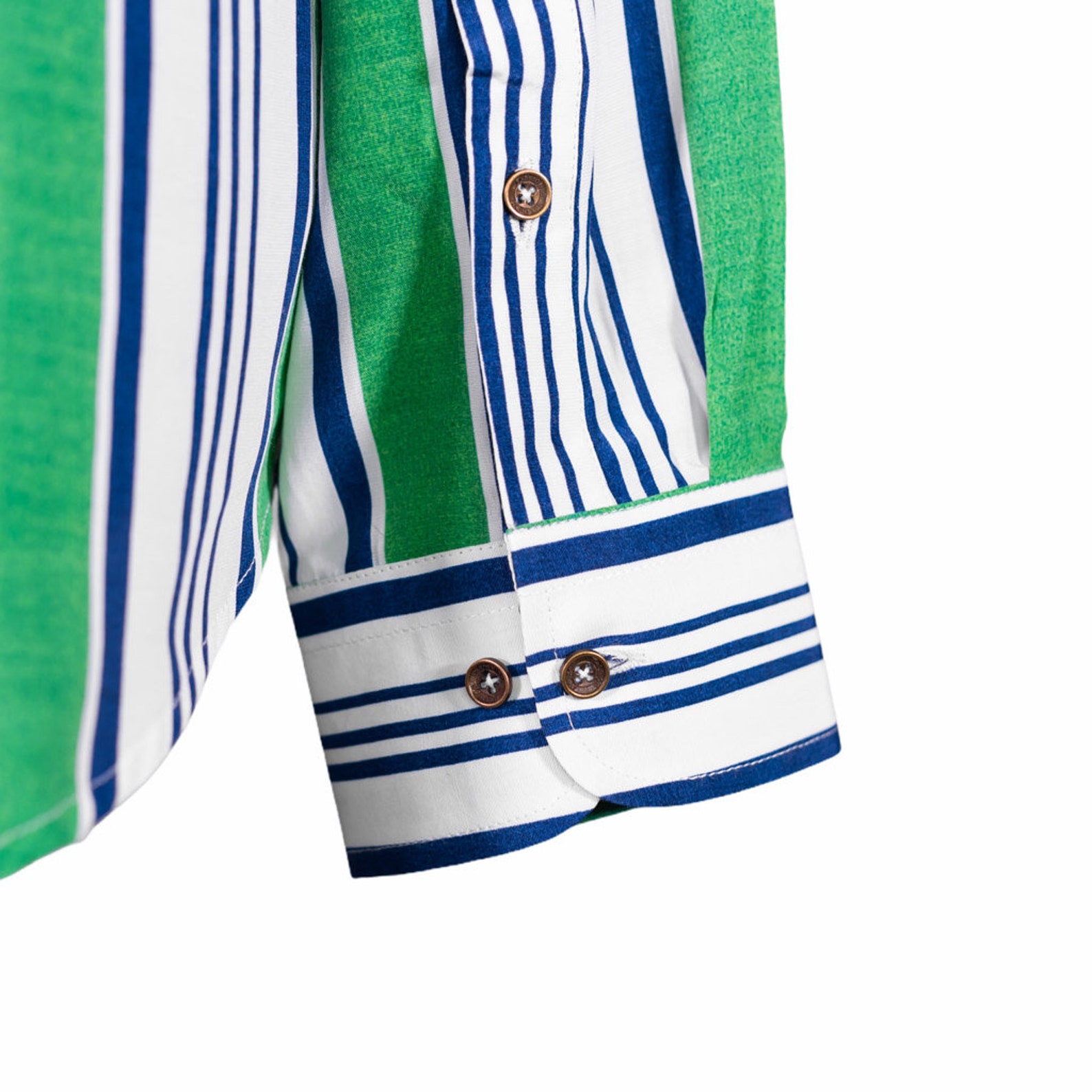 Men's Striped Shirt Green Blue White Striped Viscose Etsy