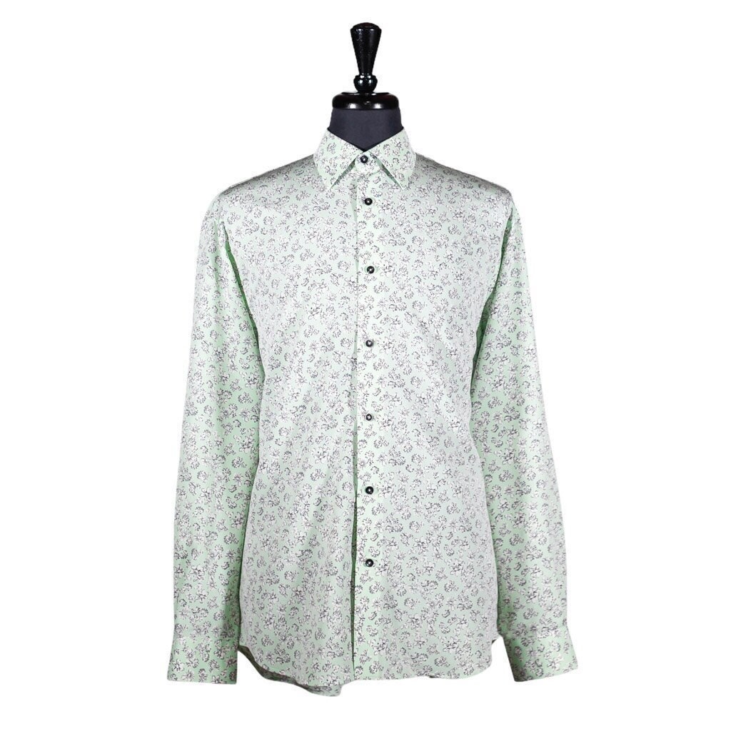 Mens Green Floral Dress Shirt - Etsy