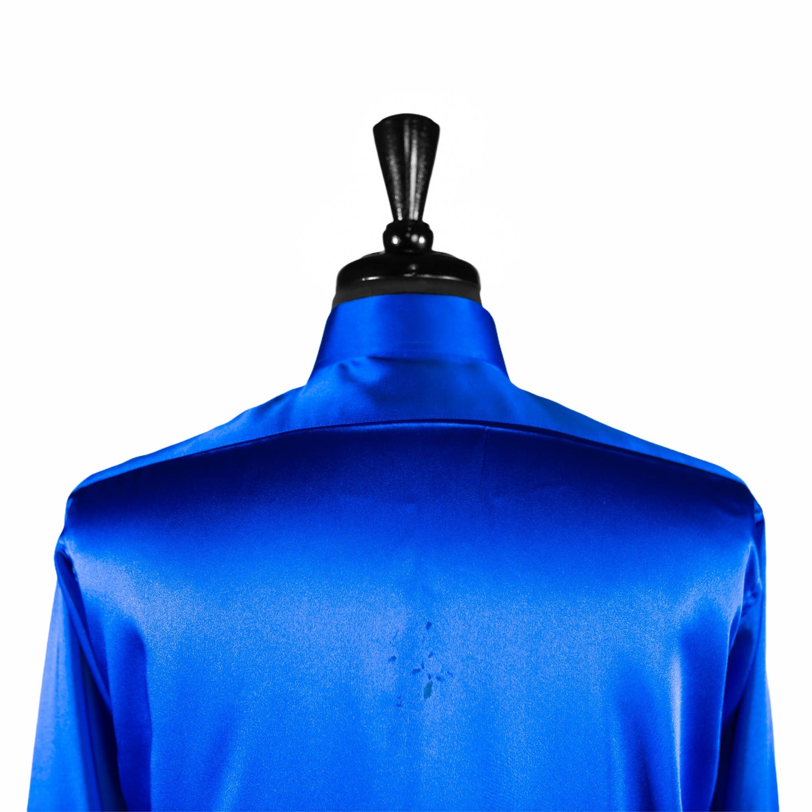 Men's Button Up Shirt Royal Blue Silk Long Sleeve Etsy