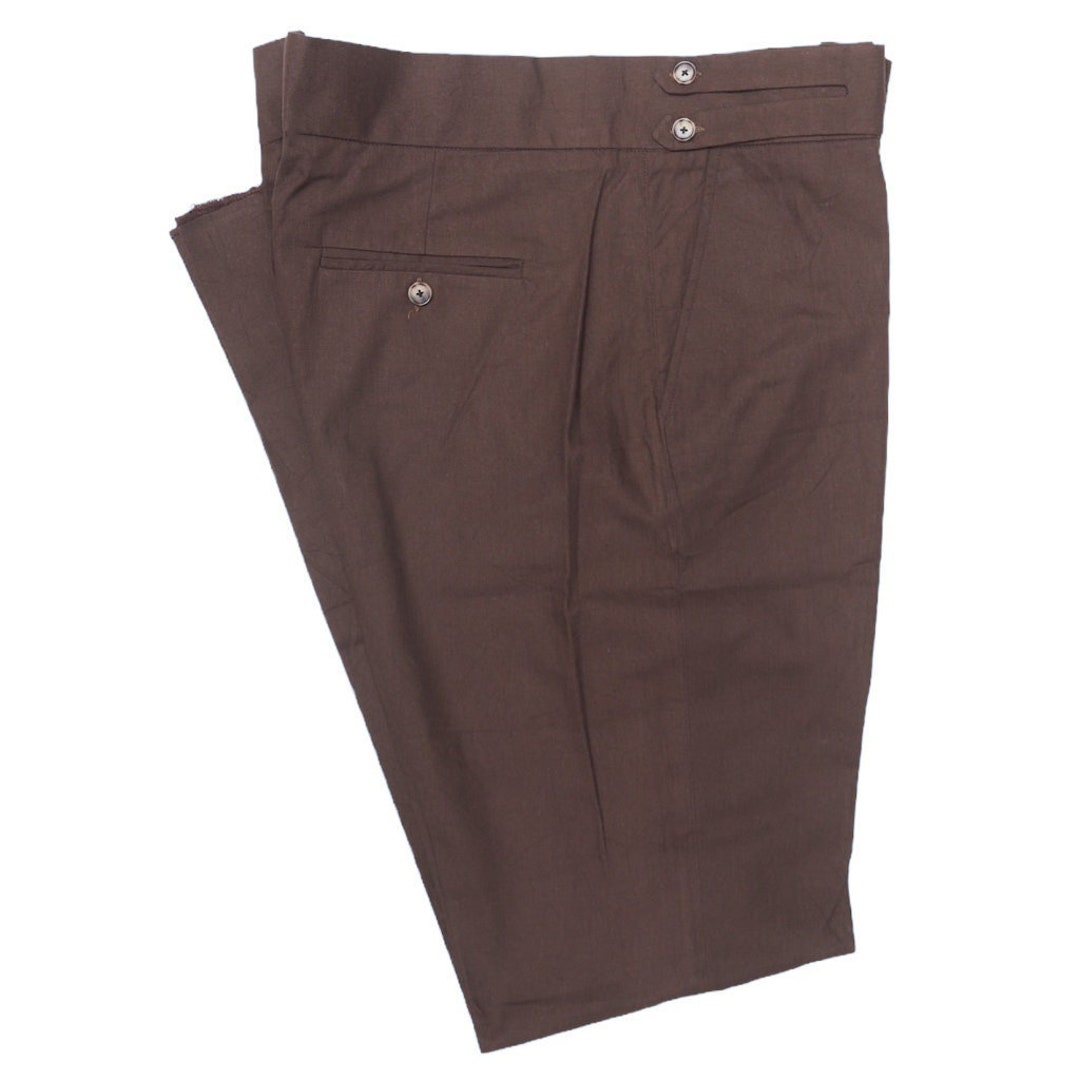 Mens Gurkha Pants, Brown Cotton, Slim Straight High Waist, Flat Front ...