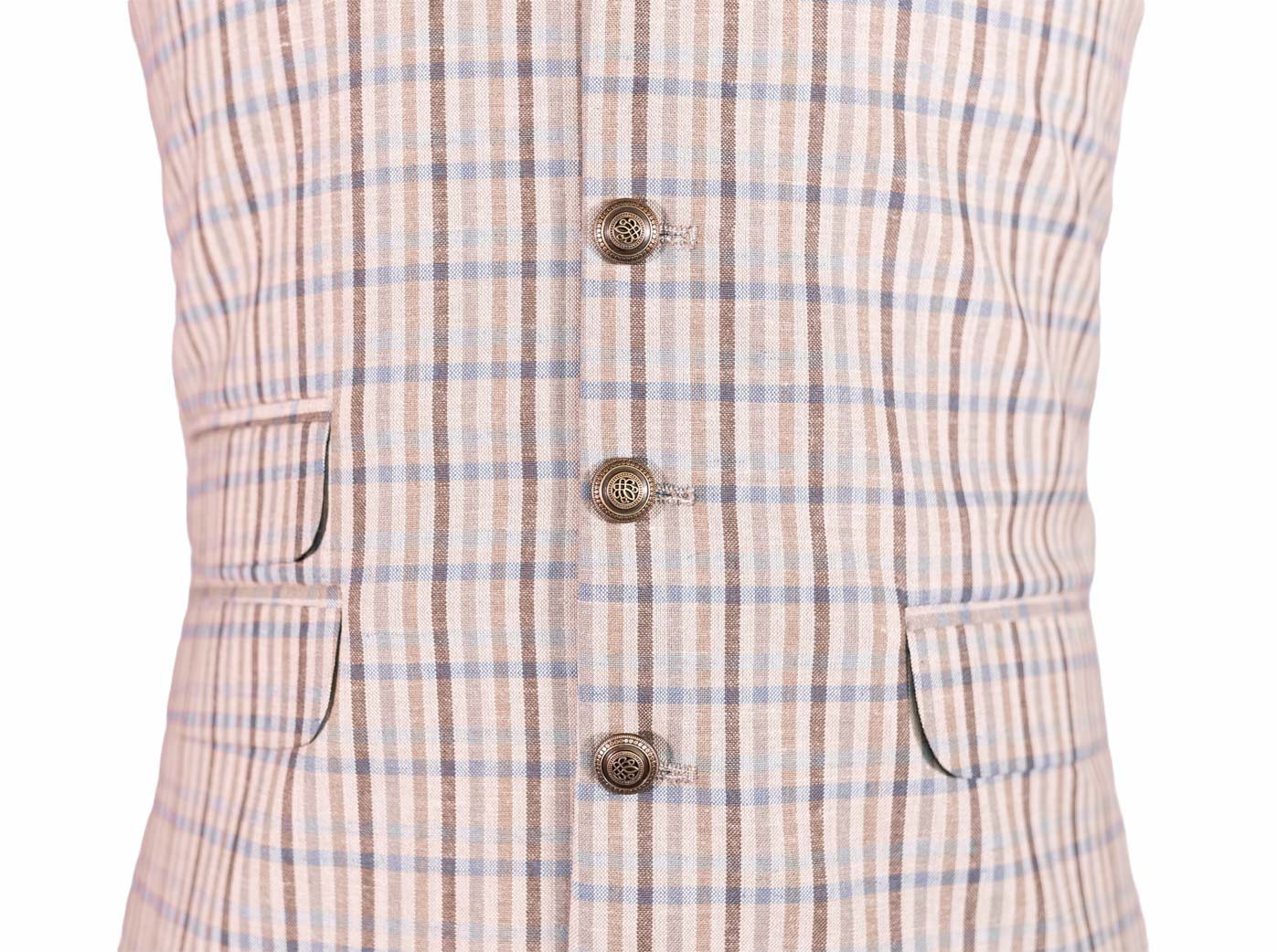 Mens Vest Beige Brown Plaid Check Formal Tuxedo Suit Etsy