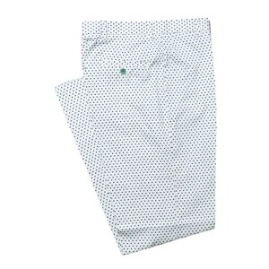 Pantalones de hombre de lunares, talla 34, color blanco y azul marino, de algodón, corte recto y parte delantera plana.