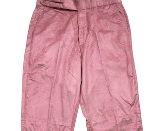 Mens Gurkha Pants 34 Dusty Pink Corduroy High Waist Straight Fit Trousers