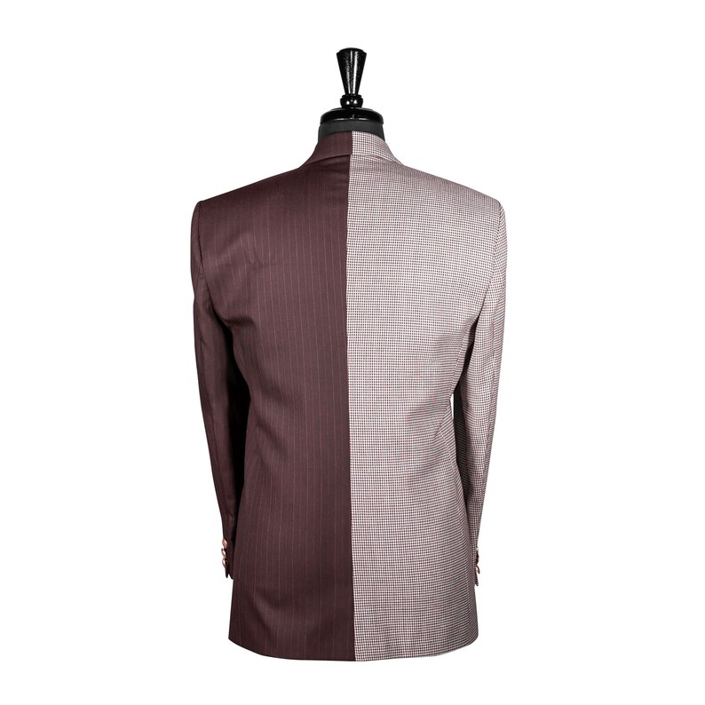 Men/'s Contrast Panel Blazer Elegant Party Wear Regular Fit Dressy Sport Coat 40R Designer Jacket Wedding Brown Houndstooth Wool Fabric
