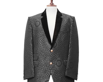 Mens Blazer, Black Silk Velvet, Dress Formal Party Jacket, Groom Wedding, Evening Dinner Sport Coat, Tuxedo Suit, Handmade 46R
