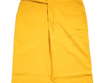 Mens Gurkha Pants 34 Yellow Corduroy High Waist Straight Fit Trousers