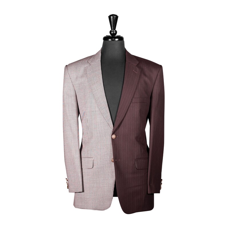 Men/'s Contrast Panel Blazer Elegant Party Wear Regular Fit Dressy Sport Coat 40R Designer Jacket Wedding Brown Houndstooth Wool Fabric