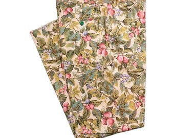 Mens Floral Chino Pants 34 Multicolor Cotton Trousers High Waist Straight Fit