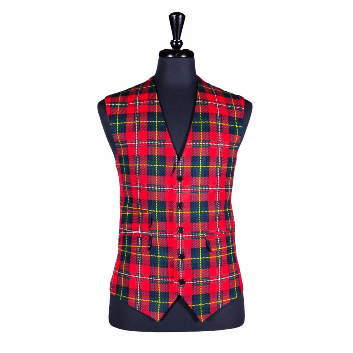 Men's Waistcoat Red Tartan Plaid Wool Formal Tuxedo Suit Etsy