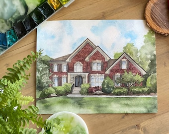 Custom House Painting, House Illustration, Watercolor House Portrait, Realtor Closing Gift, Housewarming Gift, Home Decor, Custom Artwork