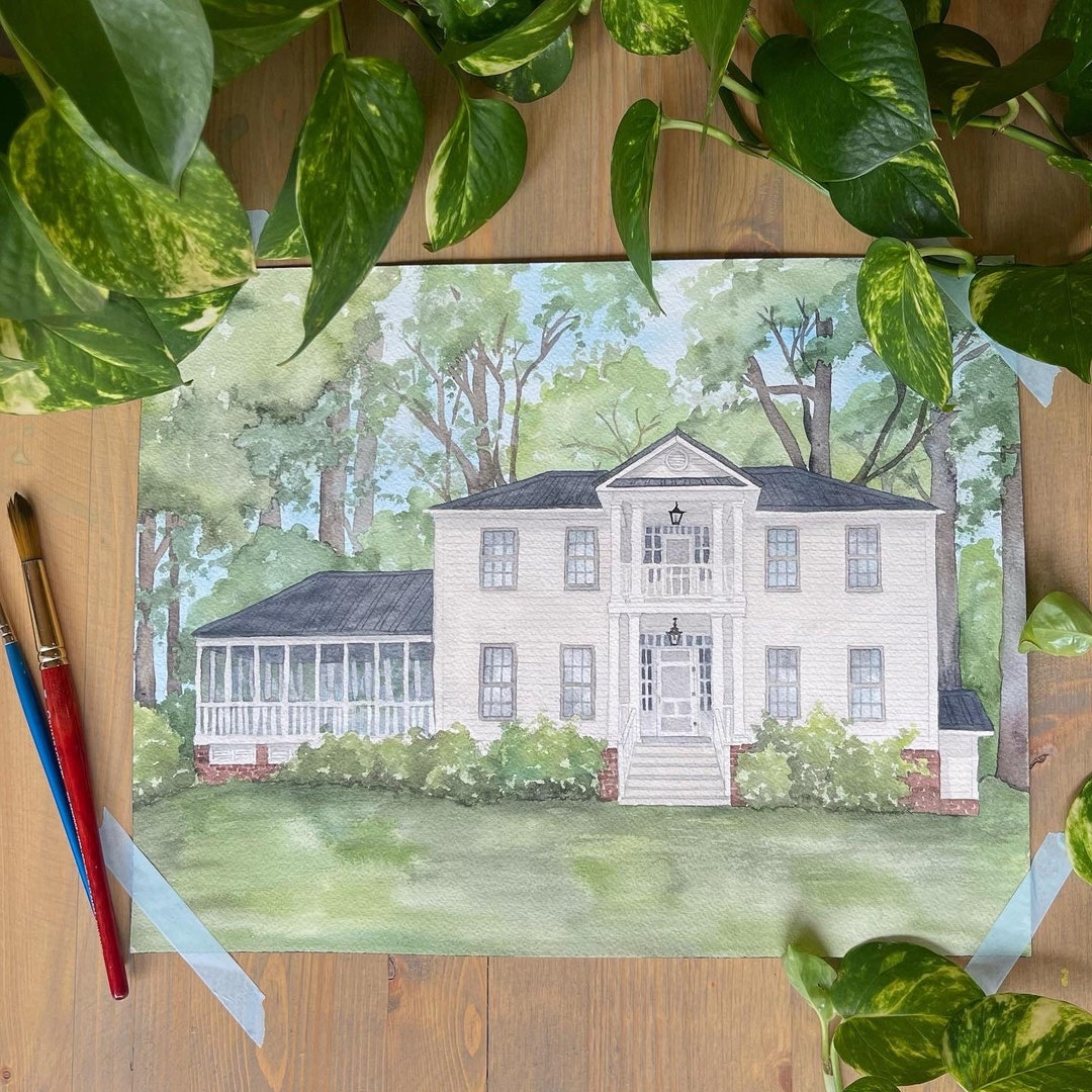 Custom House Portrait, Watercolor, Hand Painted, Original Home Painting ...