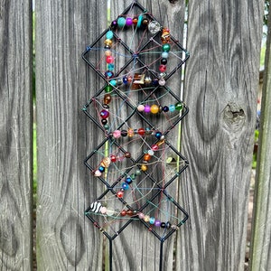 Colorful Beaded and Wire Plant Stake