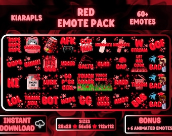 60+ rode girly Twitch & Discord-emotes + geanimeerde BONUSSEN | Leuk kawaii pastel emotepakket voor streamers | Direct downloaden