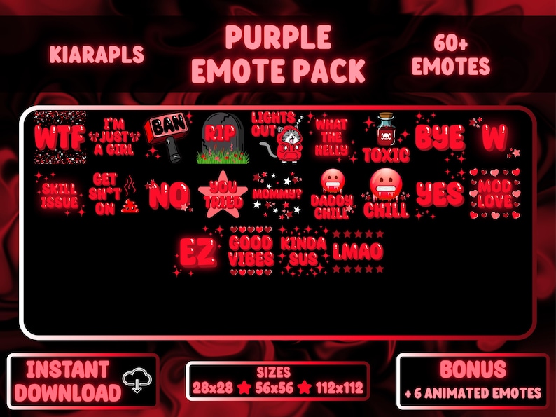 60+ Red Girly Twitch & Discord Emotes + Animated BONUSES | Cute Kawaii ...