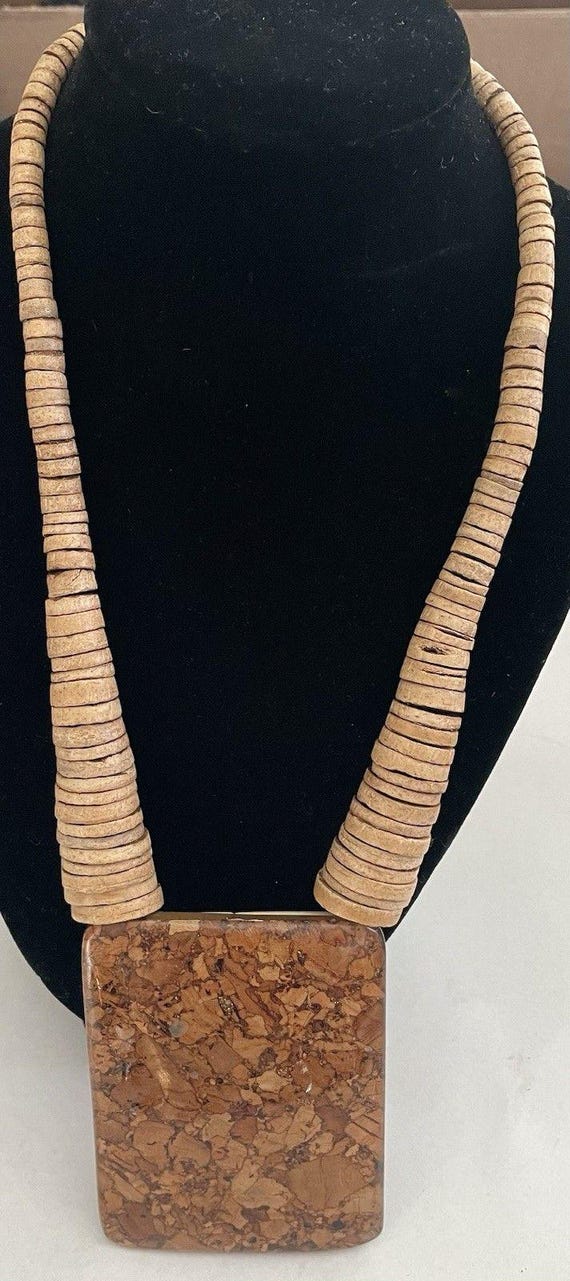 Statement Necklace Square Pendant - image 1