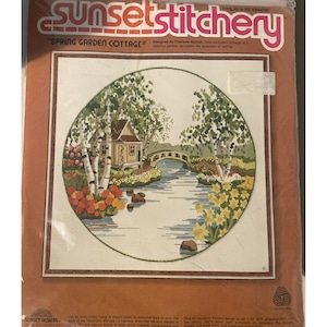 Sunset Stitchery &quot;Spring Garden Cottage&quot; Fits 16X16 Frame #2476