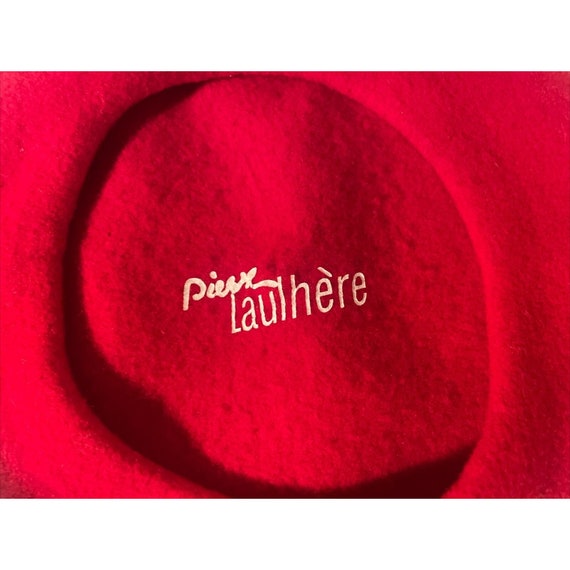 Vintage Pierre Laulhere Classic Red Wool Beret Ha… - image 2