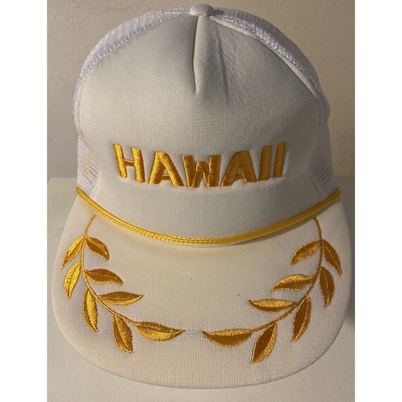 Vintage Hawaii Hawaiian SnapBack White Hat Cap Tr… - image 1