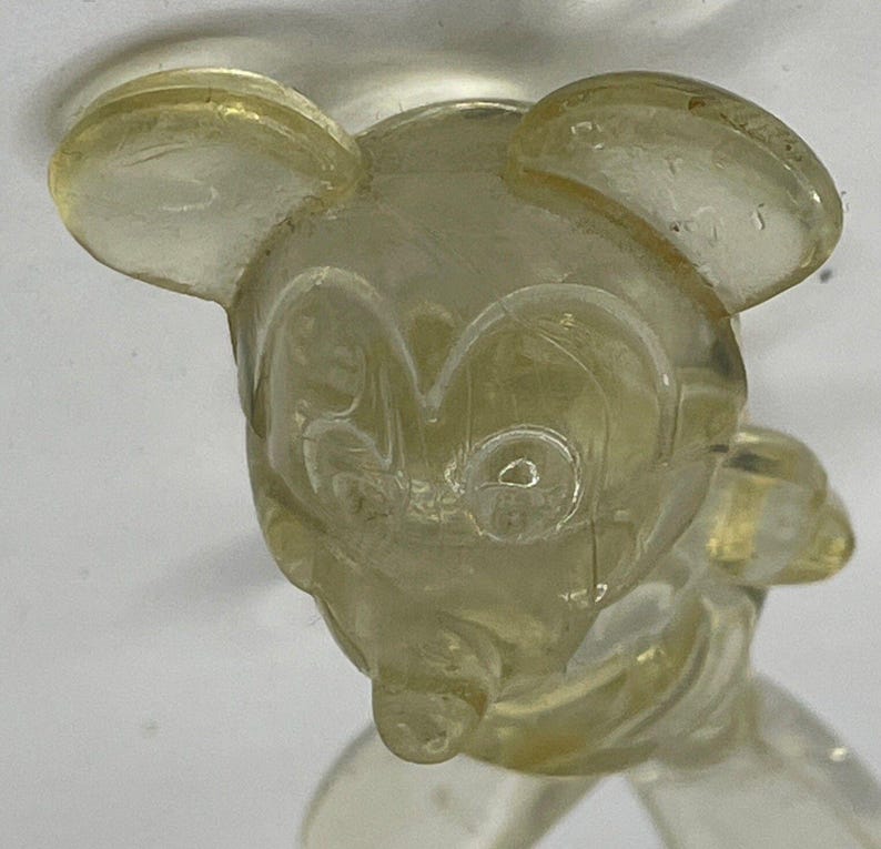 Vintage doorzichtig Mickey Mouse Disney-beeldje van hard plastic 3 afbeelding 9
