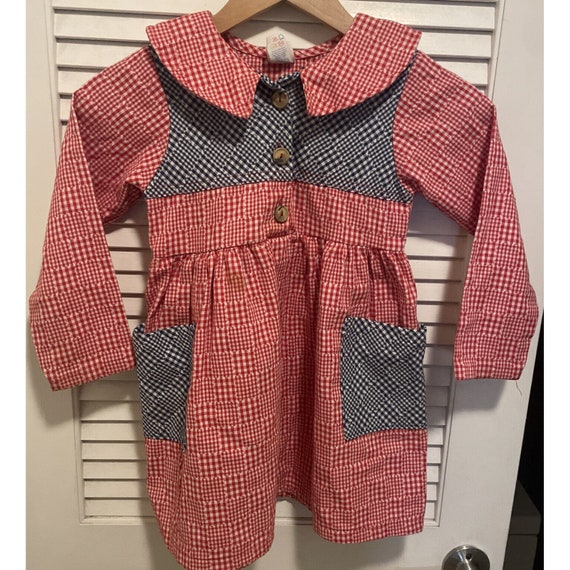 buster brown girls red and blue plaid dress size … - image 1