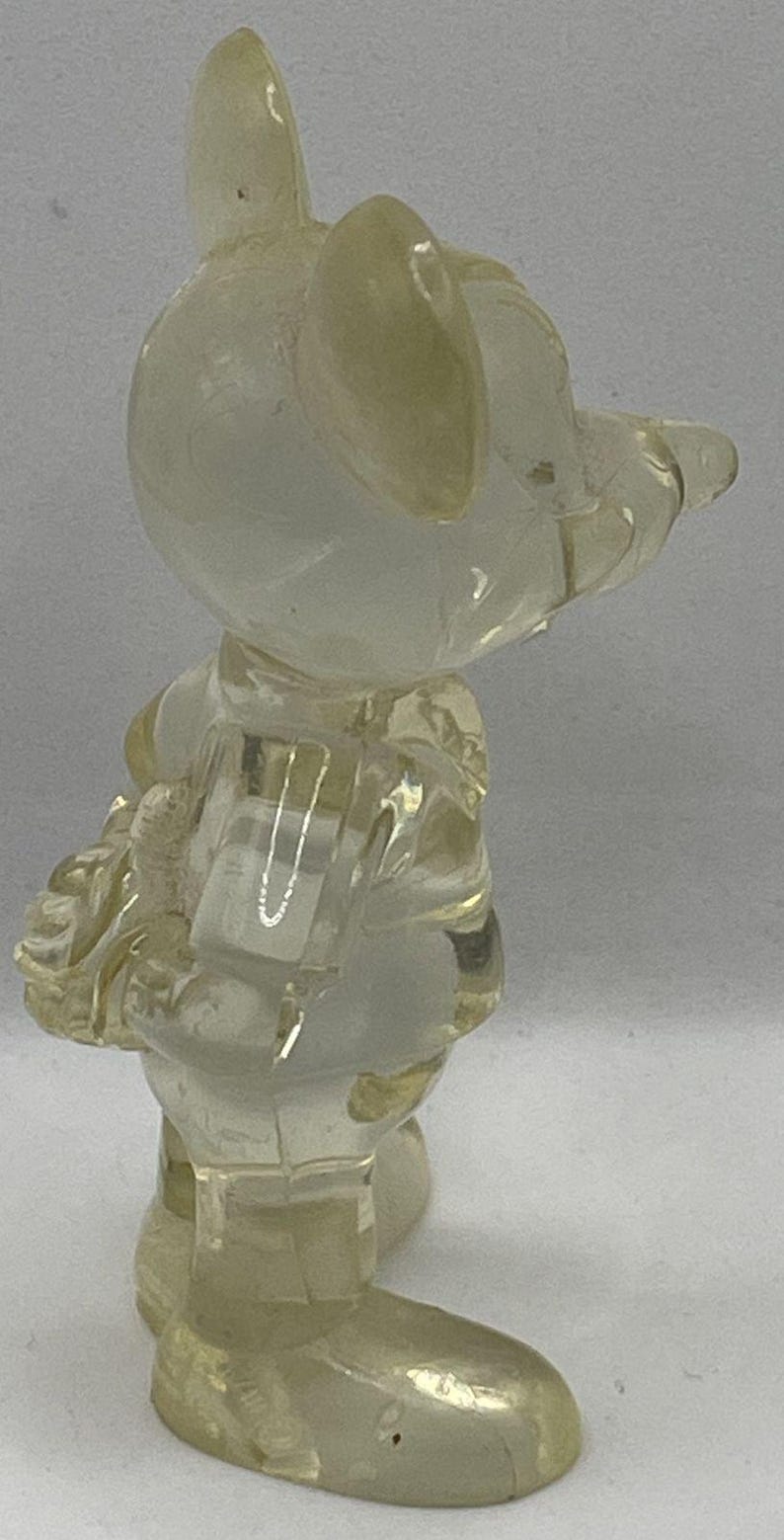 Vintage doorzichtig Mickey Mouse Disney-beeldje van hard plastic 3 afbeelding 6
