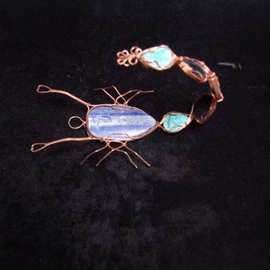 Scorpion Wall Hanging or Tabletop Statue Made From Lapis Lazuli and Chrysocolla