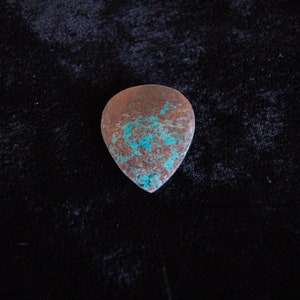 Heavy Stone Guitar Pick Made from Chrysocolla on Matrix