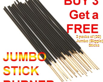 30 - 19" JUMBO - Biggie Hand Dipped Incense Sticks - FREE SHIPPING - Buy 3 get a Free Burner - choose Charcoal or Wood punks - Made Fresh!