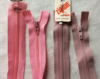 Your Choice: Vintage New Zipper 22" Polyester Coil in Pink by Lansing or Mauve by YKK