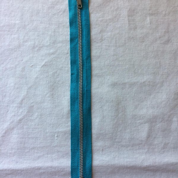 Vintage New Zabin Dress Zipper Metal Coil 9-1/2" Blue - Closed at Both Ends