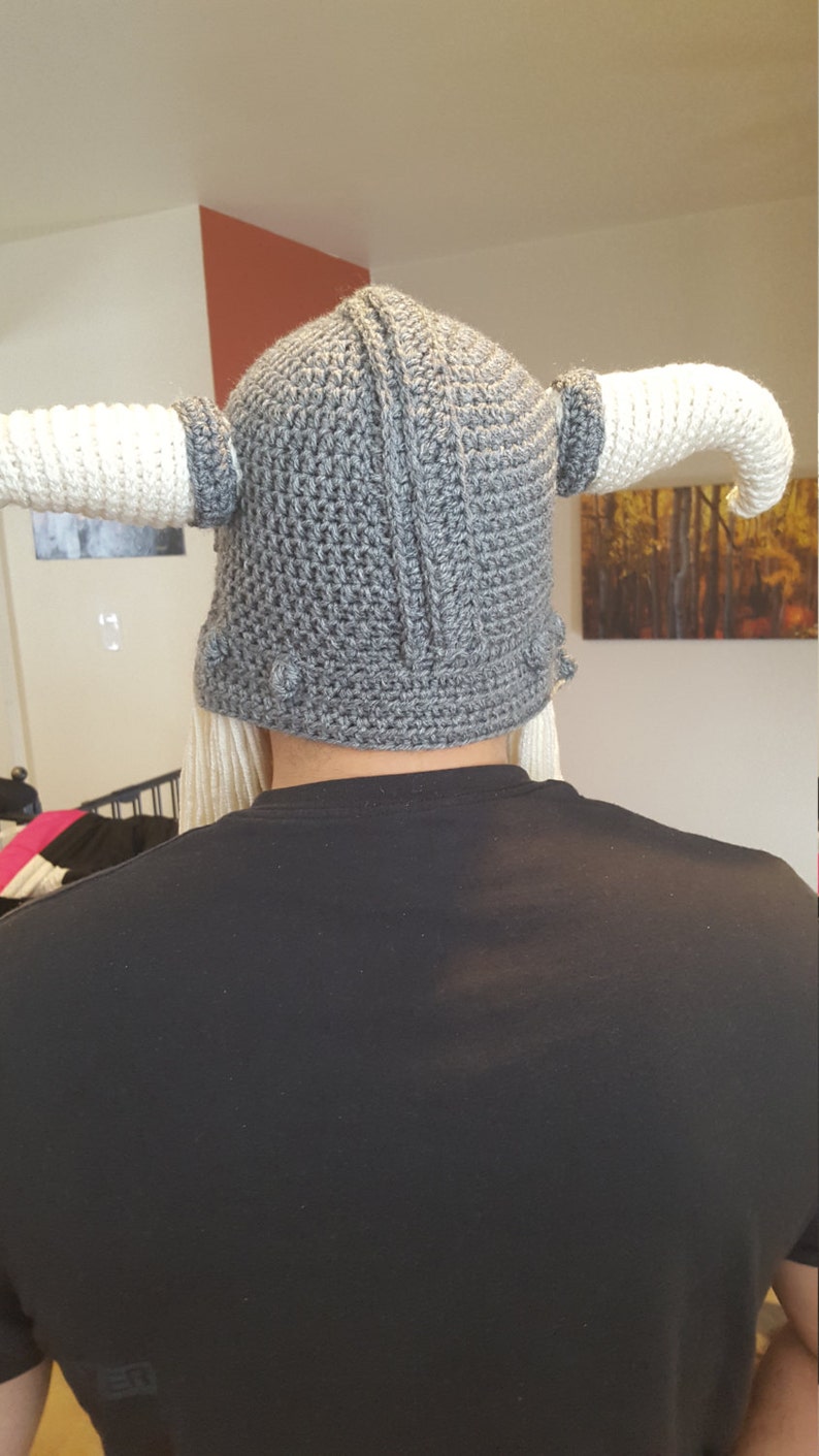 Crochet pattern for viking hat helmet with beard image 3