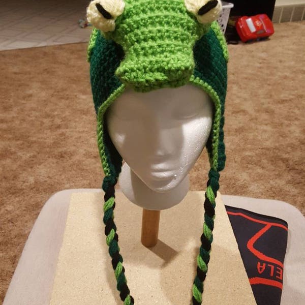 Crochet pattern for alligator or crocodile hat