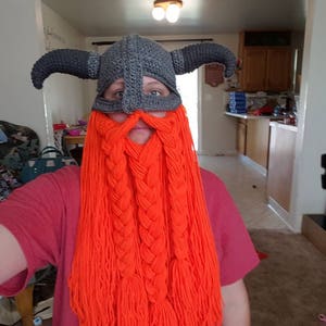 Crochet pattern for viking hat helmet with beard image 8