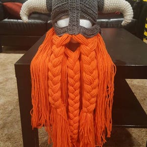 Crochet pattern for viking hat helmet with beard image 7