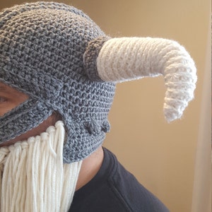 Crochet pattern for viking hat helmet with beard image 4