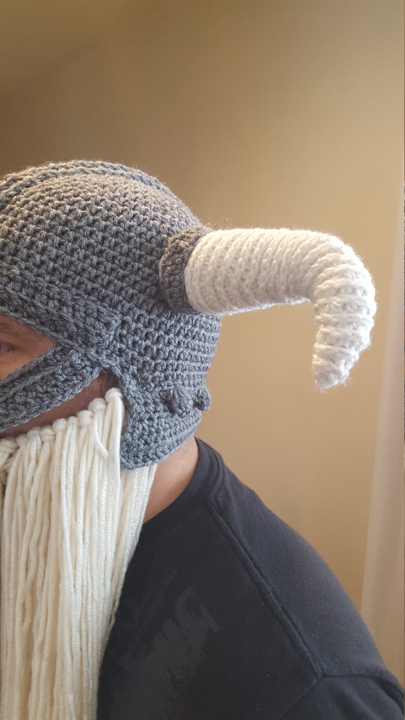 Crochet pattern for viking hat helmet with beard image 4