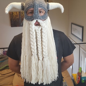 Crochet pattern for viking hat helmet with beard