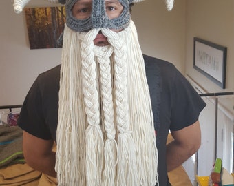 Crochet pattern for viking hat helmet with beard