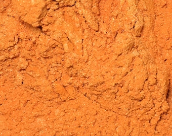 Pigmento en polvo de mica color mandarina (brillante) - para la elaboración de jabones, resina, epoxi, esmaltes de uñas, cosméticos, sombras de ojos, labios, sales de baño y slime.