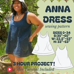 Anna Dress Sewing Pattern: Mini A-Line Jumper with Pockets (Digital PDF)