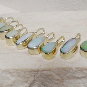 Australian Opal Pendant Medium Size 14k Gold Filled Necklace Solid Opal Pendant 15mm 20mm Real Opal Jewelry Gift for Her