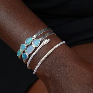 Opaal Cuff Armband Zilver | Boulder Opaal Armband Handgemaakt | Oktober Geboortesteen