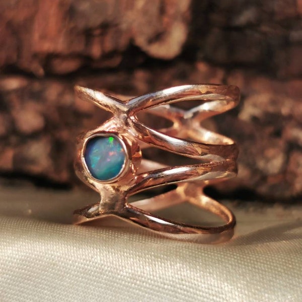 Rosegold Australian Opal Symbolic Nixin Ring