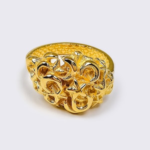14k Gold Filled Moon and Star Ring Celestial Jewelry Spiritual Symbolic Jewelry Sculpted Cosmic Statement Ring Designer Artisan Jewelry
