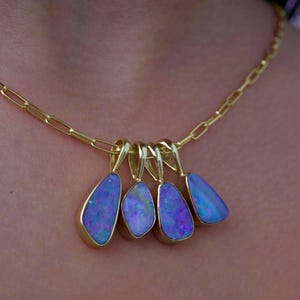Australische Opaal Hanger 18k Goud | Handgemaakte Opaal Ketting | Oktober Geboortesteen Cadeau
