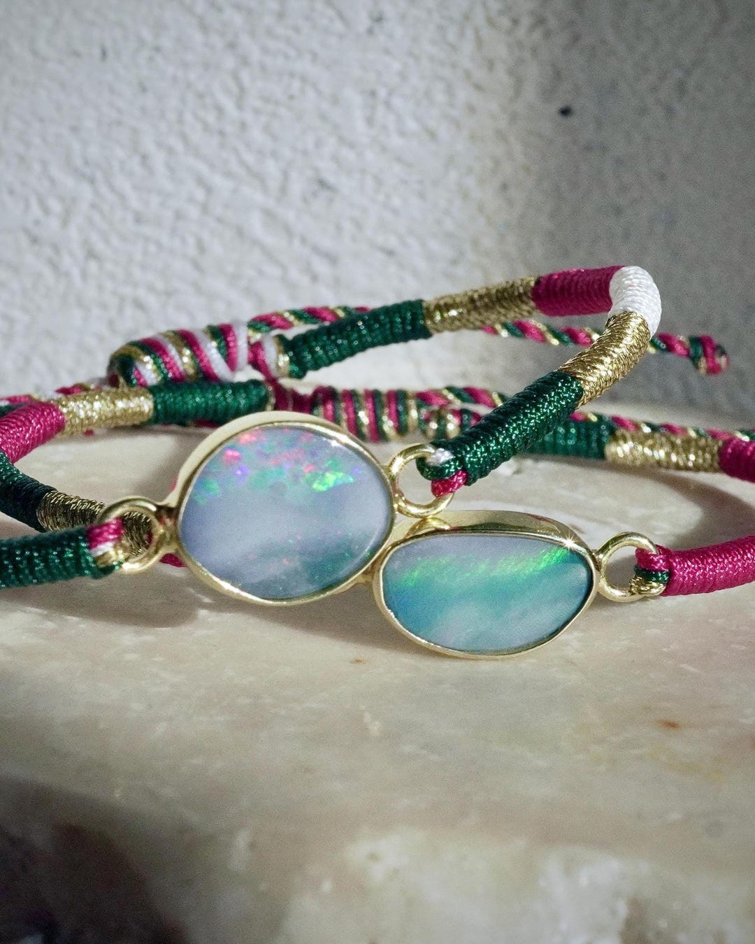 Opal Silk Cord Bracelet Gold Australian Opal Handwoven Bracelet opal-silk-cord-bracelet-gold-australian-opal-handwoven-bracelet