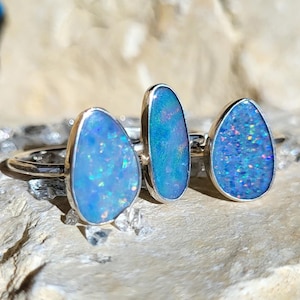 Australische Opaal Ring Zilver, Echte Boulder Opaal Statement Ring, Oktober Geboortesteen Cadeau voor Haar, Uniek Handgemaakt Opaal Sieraad