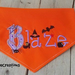 Personalized Halloween Spider tie on Dog Bandana - Personalized Halloween Dog bandana - Dog Scarf - Witch - Star - Bat dog bandana