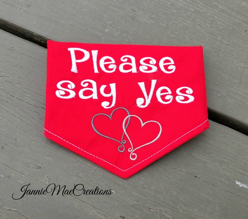 Please sSay Yes Embroidered Dog Bandana Engagement Announcement dog scarf Custom Dog Bandana wedding announcement