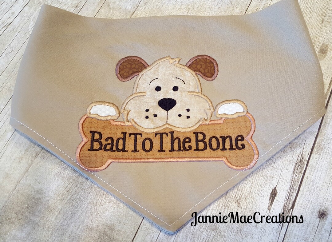 Bad to the Bone Appliqued Dog Bandana Tie on Bandana Dog - Etsy